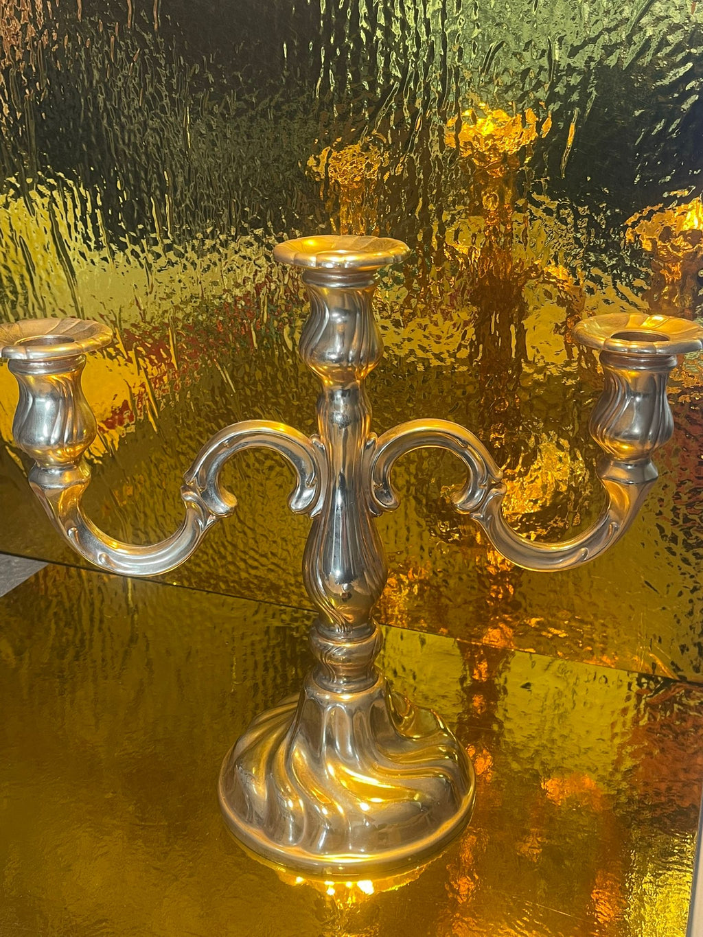 3-armiger Kerzenständer BMF Nagel Made in W.-Germany ca. 27 cm Metall