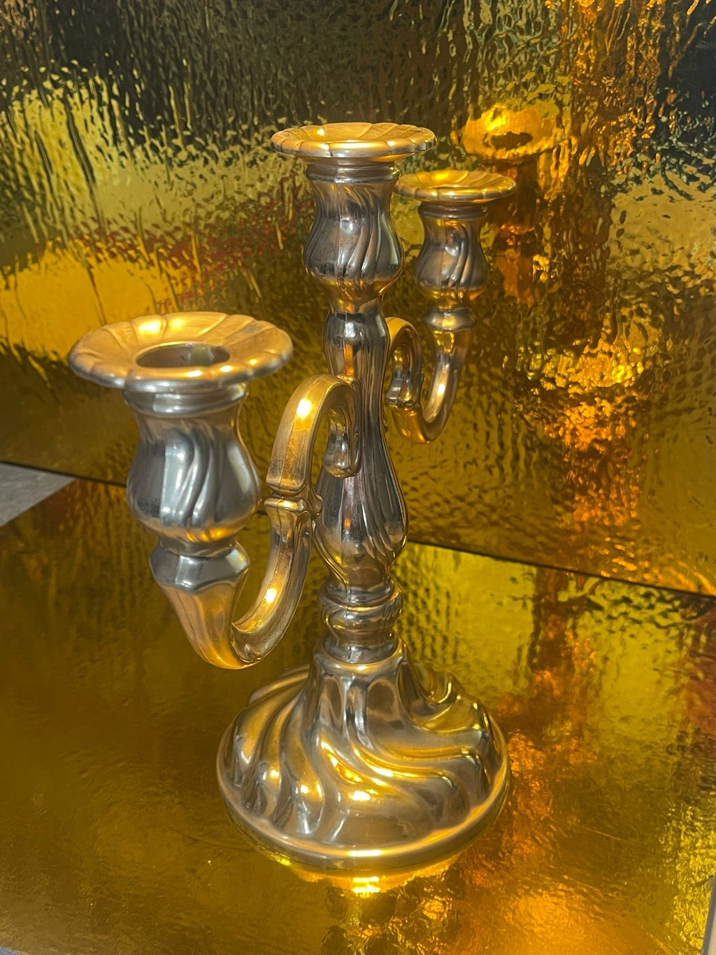 3-armiger Kerzenständer BMF Nagel Made in W.-Germany ca. 27 cm Metall