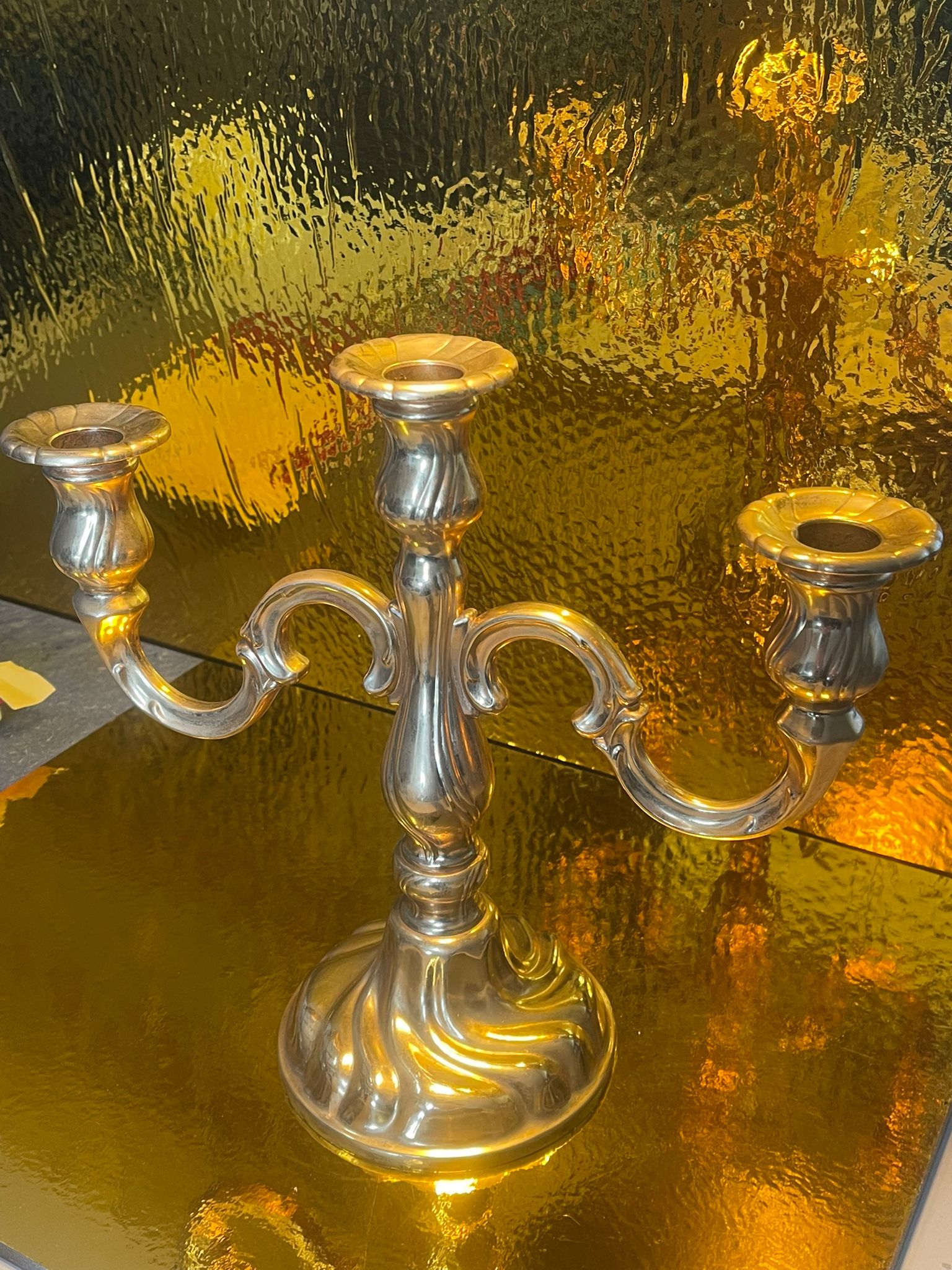 3-armiger Kerzenständer BMF Nagel Made in W.-Germany ca. 27 cm Metall