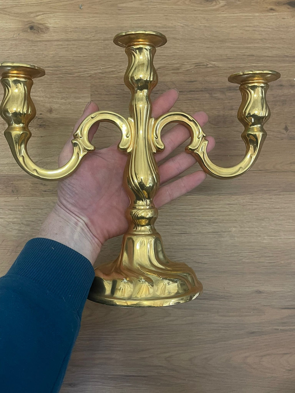 3-armiger Kerzenständer BMF Nagel Made in W.-Germany ca. 27 cm Metall