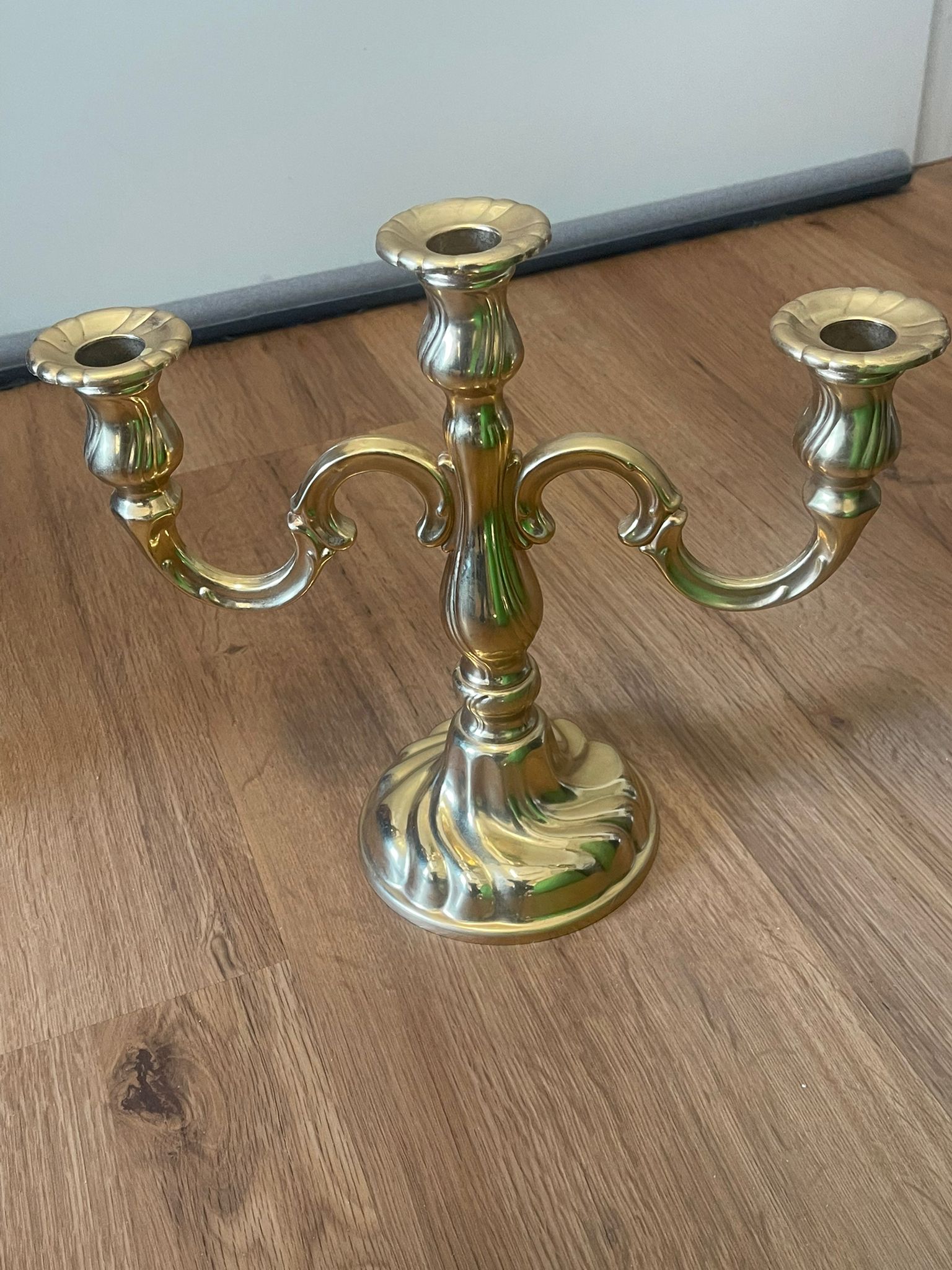 3-armiger Kerzenständer BMF Nagel Made in W.-Germany ca. 27 cm Metall