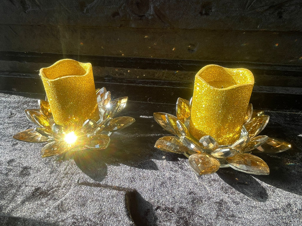 2 x Kritall Kerzenhalter