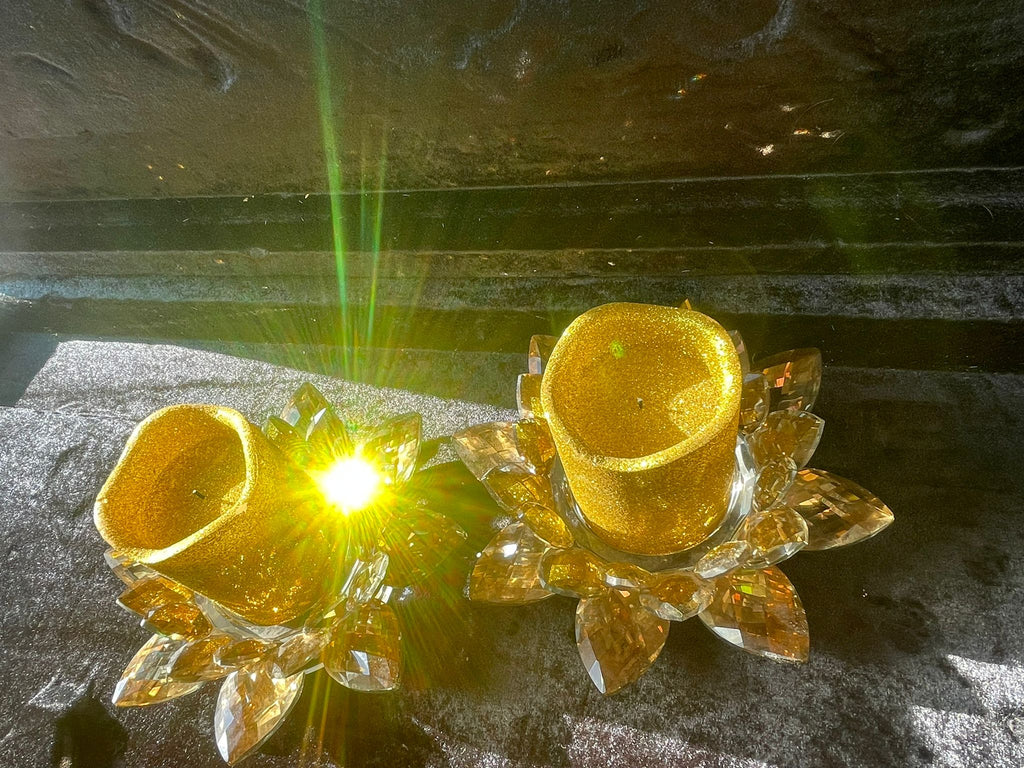 2 x Kritall Kerzenhalter